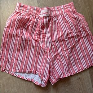 Sundays Women's Pink and White Striped Shorts